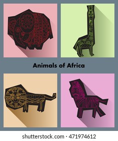 Set of African animals.