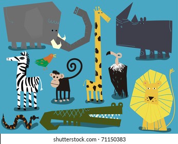 Set of African animals