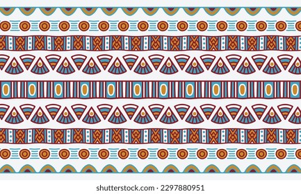 A set of African or Bedouin pattern for folklore and traditional ornamintation. A linear set of bedouin shapes in different vibrant colors.