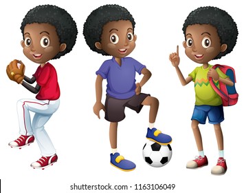 A set of African boy illustration