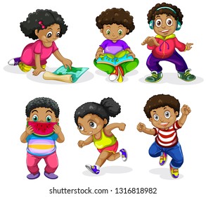 Set of african children illustration