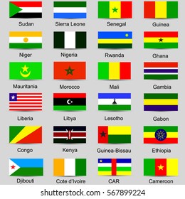 Set of African Countries Flags Isolated Vector. Part I