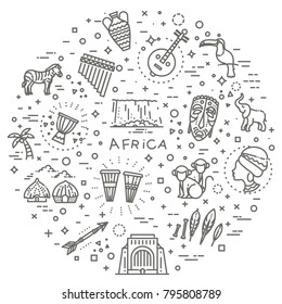 Set of african ethnic style icons in flat style