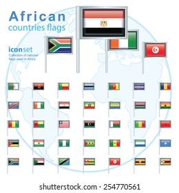   Set of African flags, vector illustration.