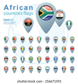 Set of African flags, vector illustration.