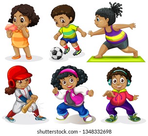 Set of african kids illustration