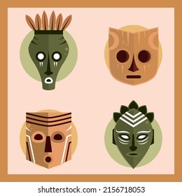 set of african mask culture