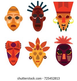 Set African masks. Vector illustration