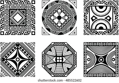 Set of African ornament, black and white style