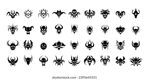 Set of African tribal vector mask ritual ethnic masks native decoration vector for print, tattoo