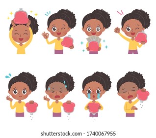 A set of african woman with who express various emotions.It's vector art so it's easy to edit.