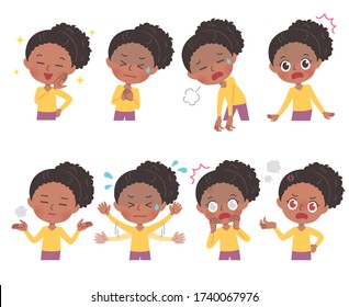 A set of african woman with who express various emotions.It's vector art so it's easy to edit.