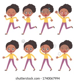 A set of african woman with who express various emotions.It's vector art so it's easy to edit.