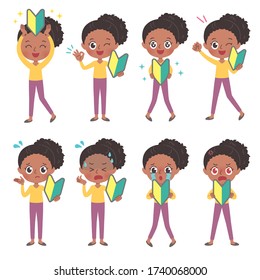 A set of african woman with who express various emotions.It's vector art so it's easy to edit.