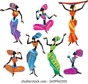 Set of African women in ethnic dress