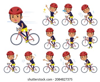 A set of African-American men in sportswear on a road bike.It's vector art so easy to edit.