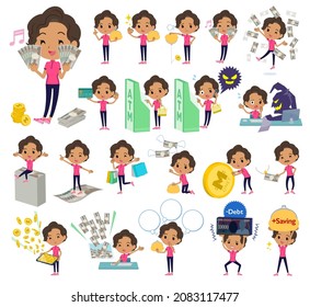 A set of African-American women in sportswear with concerning money and economy.It's vector art so easy to edit.