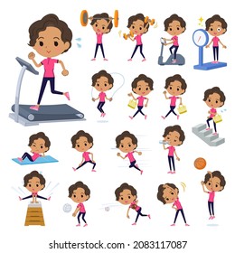 A set of African-American women in sportswear on exercise and sports.It's vector art so easy to edit.