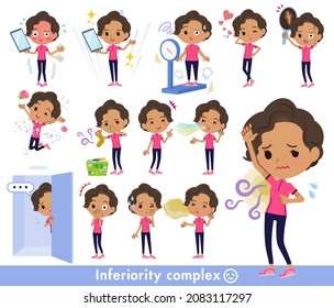 A set of African-American women in sportswear on inferiority complex.It's vector art so easy to edit.