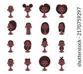 Set of afro hairstyles isolated on white background