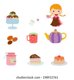 Set of afternoon tea icon 