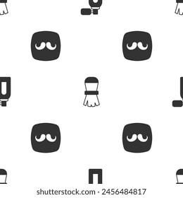 Rasieren Sie Aftershave mit Zerstäuber, Rasierpinsel und Barbershop auf ein nahtloses Muster. Vektorgrafik