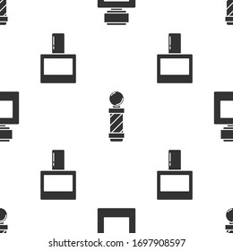 Set Aftershave, Classic Barber shop pole and Aftershave on seamless pattern. Vector