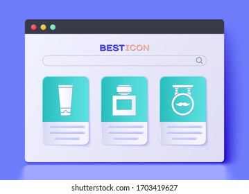 Set Aftershave, Cream or lotion cosmetic tube and Barbershop icon. Vector