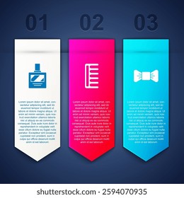 Set Aftershave, Hairbrush and Bow tie. Business infographic template. Vector