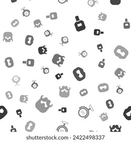 Set Aftershave, Hand mirror, Mustache beard and  on seamless pattern. Vector
