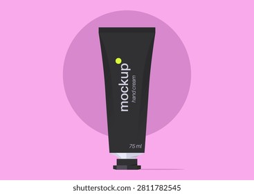 Set against a soft colorful backdrop, a vintage hand cream mockup features an elegant tube ready for branding and artistic expression, ideal for beauty lovers and designers alike.