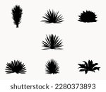 set of agave plant silhouette vector illustration