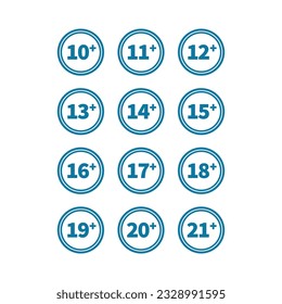 Set Age Rating Or Age Restriction In Blue Line Circle Shape
