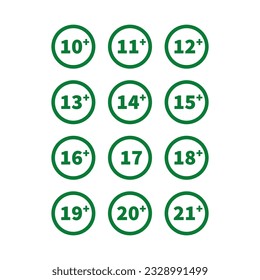Establecer La Clasificación De Edad O La Restricción De Edad En La Forma Círculo De Línea Verde
