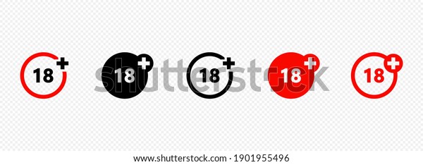 Set of age restriction icons. 18 age limit concept.\
Adults content icon. Vector on isolated transparent background. EPS\
10