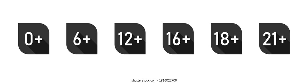 Set of age restriction icons. Age limit. Age restrictions for web design. Vector illustration