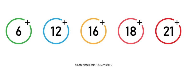 Set of age restriction icons. Age limit concept. Vector on isolated white background. Vector illustration.