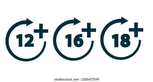 Set of age restriction icons. Age limit concept. Vector on isolated white background. EPS 10.