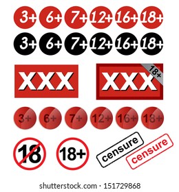 Set of age restriction signs