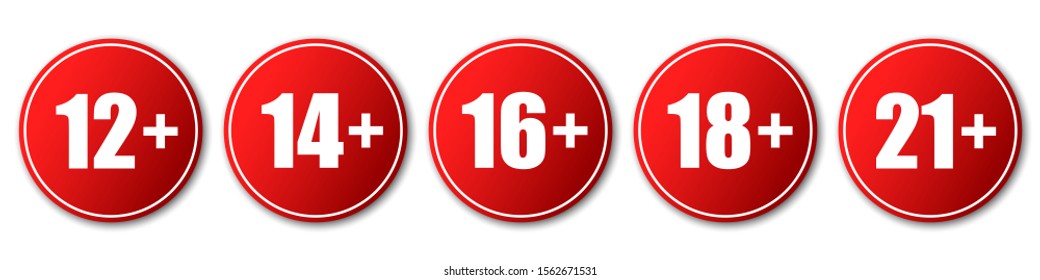 Set of age restriction signs. Age limit concept. Vector illustration. Warning signs