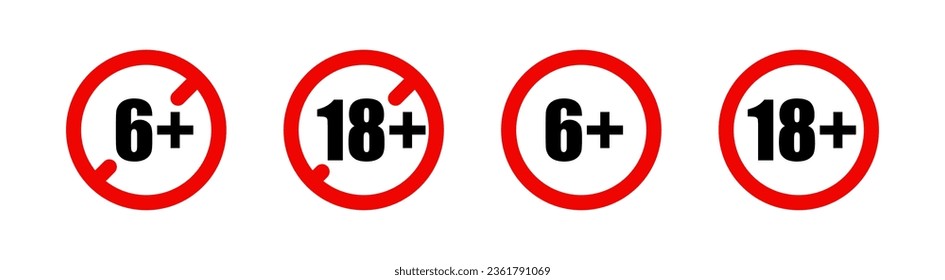 Set of age restriction signs. Age restriction vector icons. Age limit symbols. EPS 10