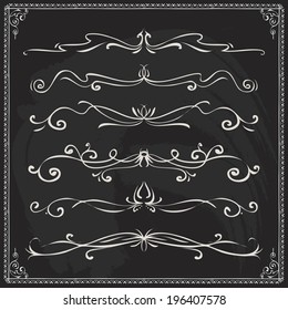 set of aged vector dividers on a chalkboard line nails fingers medieval background scene border drawn gothic ornate beauty set science twist ornamental traditional vortex banner divider twirl victoria