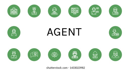 Set of agent icons such as Hacker, Policeman, Customer service, Thief, Operator, Broker, Doorman, Security agent, Support services , agent