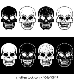 set of aggressive skulls vector design template