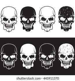 set of aggressive skulls vector design template
