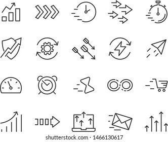 set of agile icons, speed, accelerator, boost, fast, up, high