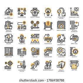 Set of agile methodology thin line and pixel perfect icons for any web and app project. 