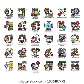 Set of Agile Methodology thin line and pixel perfect icons for any web and app project. 