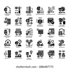 Set of Agile Methodology thin line and pixel perfect icons for any web and app project. 