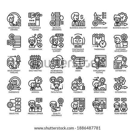 Set of Agile Methodology thin line and pixel perfect icons for any web and app project. 